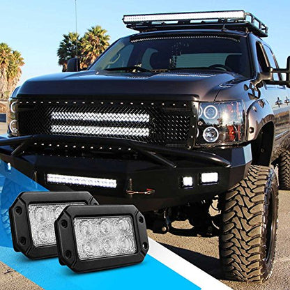 Nilight 15029S-B 2PCS 18w Flush Mount Lights Spot Work Driving Bar Off Road Led Jeep Truck Tacoma Bumper ATV UTV,2 Years Warranty - color: 2Pcs Flush Mount Lights