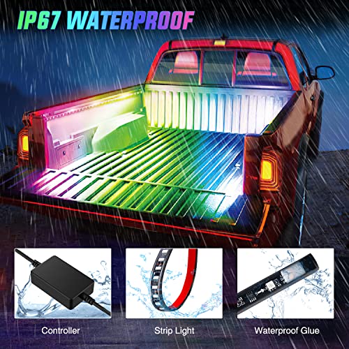 Nilight Truck Bed Light Strip RGB-IC LED Bar for Pickup Multi Dream Color DIY Music Synchronous with APP and RF Remote Control 2PCS 60 inch Cargo Lighting - color: 2Pcs 60Inch RGBIC Bed Strip w/Remote+APP