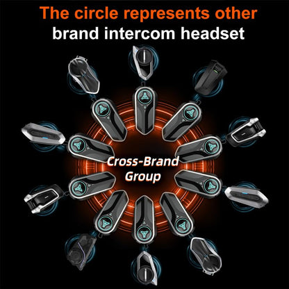 Group Intercom Headset for Motorcycle Helmets 10+N Riders Communication System， 1.8 Mile Range， 2.4G/BT 5.4， Private Chat， Perfect for ATV， UTV， Snowmobile Adventures，1 Pack