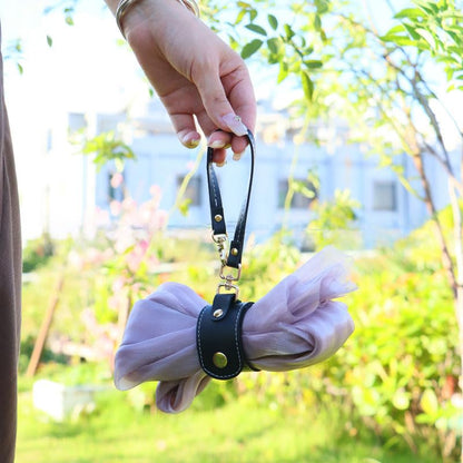 Multifunctional Travel Clip Scarf, Gloves and Hat Hook, Leather Lanyard, Adjustable Strap and Lobster Claw Clip for Bag Keys Accessories, Home Office Travel Organizer, Black - color: Black