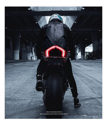 Motorcycle Backpack,Reflective Motorcycle Helmet Bag Backpack for Men Women, Large Capacity Waterproof Travel Backpack Shoulder Bag (Pink) - color: Pink