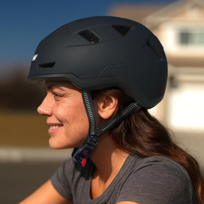 XNITO Bike Helmet with LED Lights - Urban Bicycle Helmet for Adults, Men & Women - CPSC & NTA-8776 Dual Certified - Class 3 E-Bikes, Scooters, Onewheel, Commuter, Mountain - color: Obsidian, size: Large