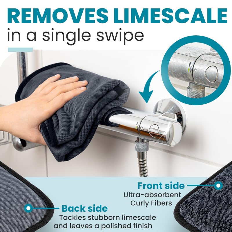 Shiny Wipes Medium Drying Towel, The Original, 12x16in/30x40cm, Ultra Absorbent Twisted-Loop Design, Streak-Free Towel Cloth for Shower, Household, Car, No Streaks or Limescale (4 Towels)