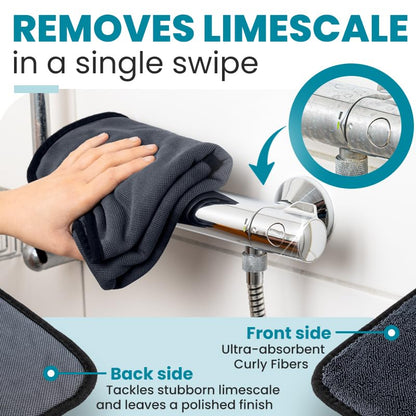 Shiny Wipes Medium Drying Towel, The Original, 12x16in/30x40cm, Ultra Absorbent Twisted-Loop Design, Streak-Free Towel Cloth for Shower, Household, Car, No Streaks or Limescale (4 Towels)