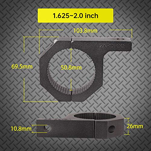 Tube Clamps - Pack of 4,Horizontal Bar Clamp 1.625 inch,1.75 inch,1.875 inch,2.0 inch,Roll Bar Clamp for LED Light Bar,Cube Lights,ATVs Whips (1.625~2.0" Clamps) - size: 1.625~2.0" Clamps