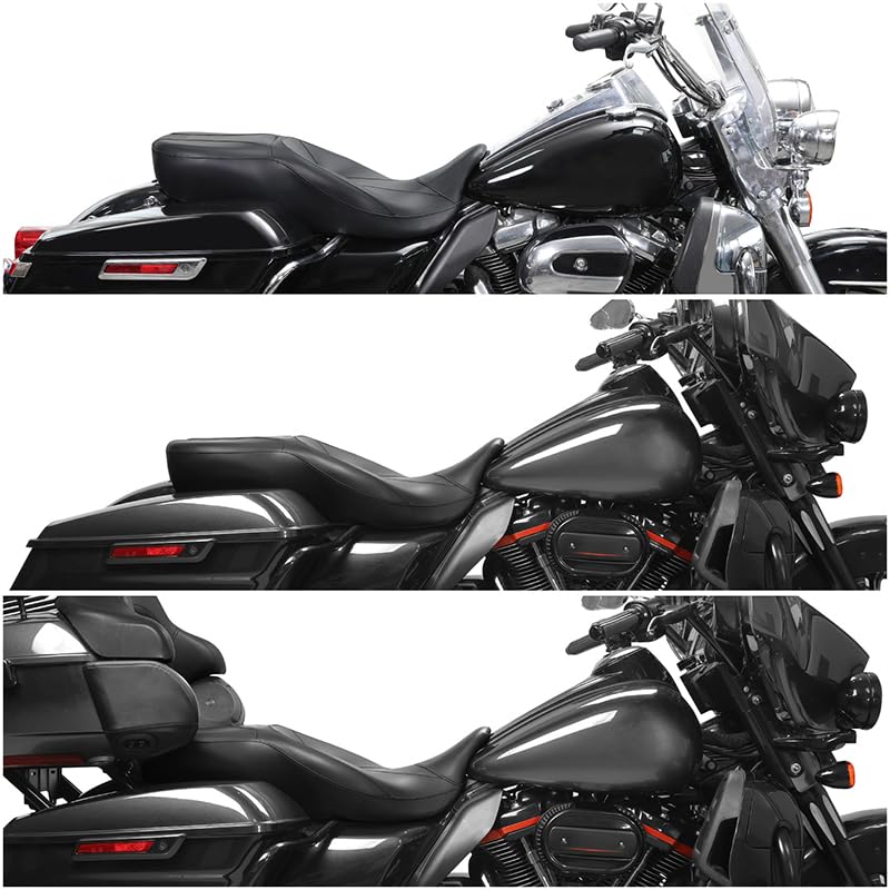 XMT-MOTO Driver Passenger Seat Backrest Pad Fit For Harley Touring Road King 2014-2023 - style: Seat+ King Chopped Passenger Backrest For Harley Touring '09-'23