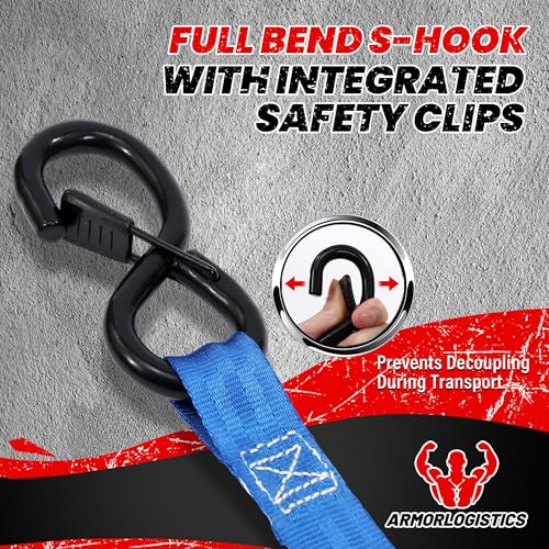 Retractable Ratchet Straps 4 Pack, 1 in x 12 FT Auto Ratchet Straps for Motorcycle, Kayak and Trucks, Breaking Strength 1,500LBS/500LBS Working Load Limit Blue - color: Blue