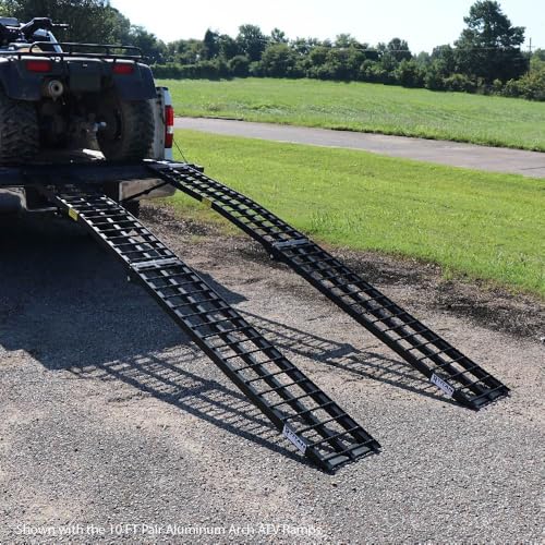 Titan Ramps 9' Portable ATV Ramps 1200 lb Capacity Aluminum Loading Ramps for Pickup Trucks Foldable, Lightweight with Serrated Crossbars - size: 9 ft, 2 packs