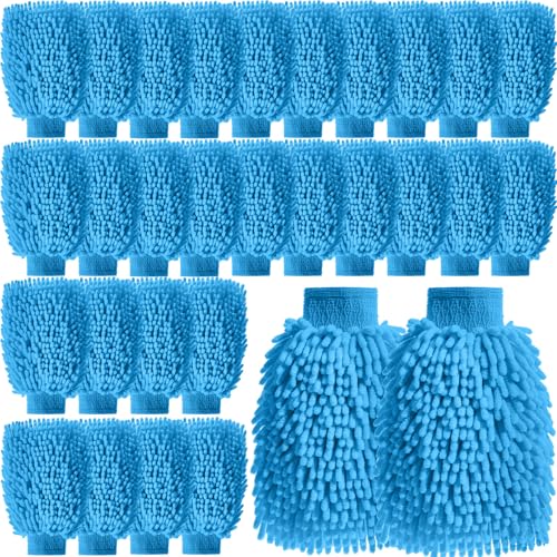 24 Pack Car Wash Mitt Bulk Microfiber, 10'' x 8'' Chenille Car Wash Mitt Gloves, Scratch Free Double Sided No Lint No Marks for Truck SUV and All Vehicle Surfaces (Blue) - color: Blue