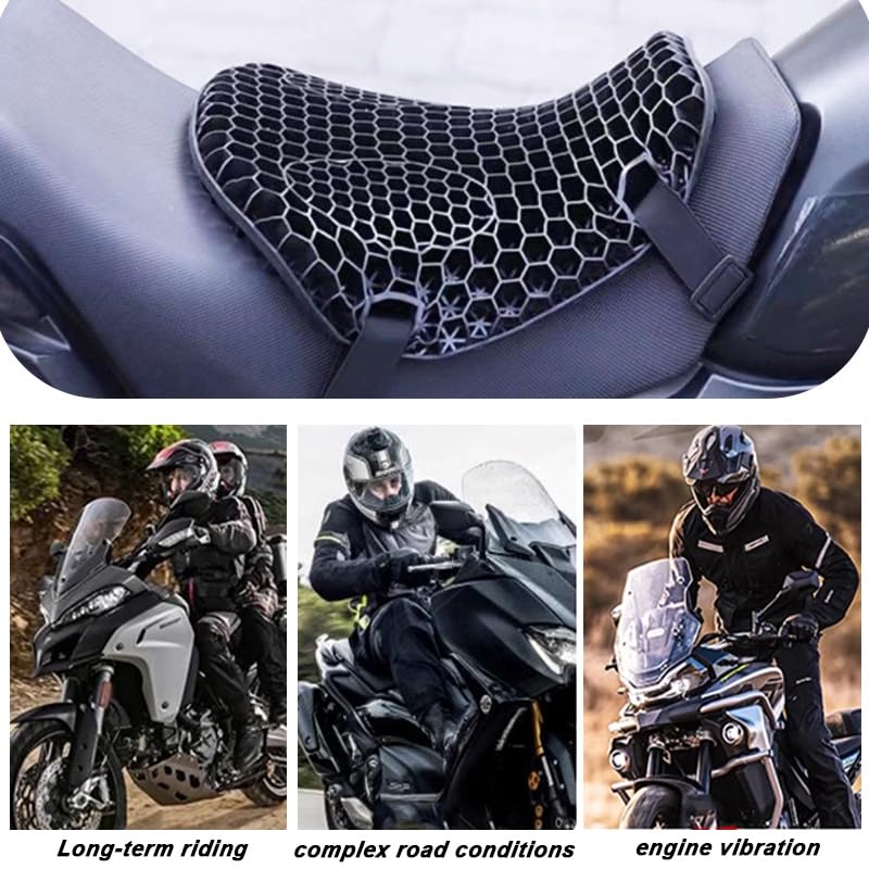 Motorcycle Seat Cushion for Suzuki SV650 SV 650 S 650S, Breathable and Shock Absorption Seat Pad, 3D Honeycomb Gel Structure Comfortable for Motorbike Long Rides