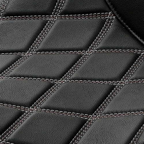 C.C. RIDER Driver Leather Passenger Seat - Fat Diamond 2-Up Gel Touring Seat Fit for Harley Touring Road King Street Glide Road Glide Electra Glide 2009-2023, Gray Brown Lattice - color: 11# Gel Grey with Coffee Stitches