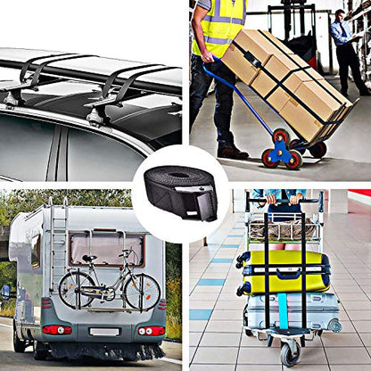 Premium Lashing Strap Short 1" x 6.5 ft, Cam Buckle Tie Down Straps Heavy Duty Secure Straps up to 700 lbs Capacity for Motorcycle,SUP, Kayak, Canoe, Surfboard, Cargo, Boat,Trailer, Luggage, 2pcs - color: Black 2pcs