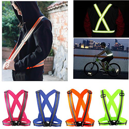 Reflective Vest with Hi Vis Bands, Fully Adjustable & Multi-Purpose: Running, Cycling, Motorcycle Safety, Dog Walking - High Visibility Blue 1PCS