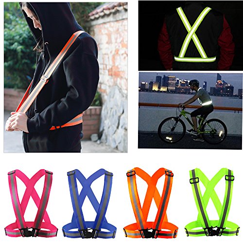 Reflective Vest with Hi Vis Bands, Fully Adjustable & Multi-Purpose: Running, Cycling, Motorcycle Safety, Dog Walking - High Visibility Blue 1PCS