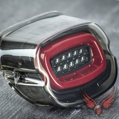 Eagle Lights HALOS Layback LED Tail Light with Integrated Turn Signals Compatible With Harley Davidson Motorcycles fits Low Rider ST and Diablo Models - color: Red Halo