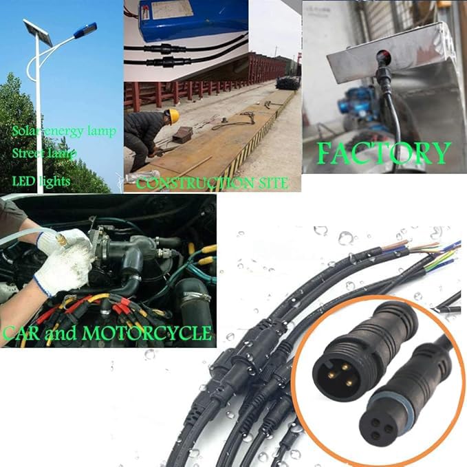 Waterproof Connector 3 Wire,22AWG 3Pin Male Female Plug LED Connector with IP68,30CM Extension Cable for Car,LED Strip Lights(3Pack) - size: 22AWG 3pin led connector