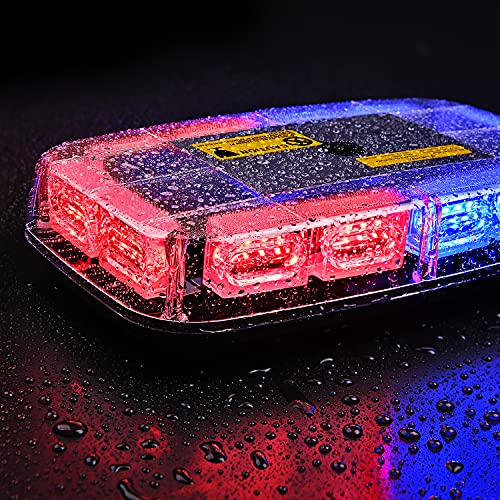 Nilight 12 Inch Roof Top Strobe Lights 48LED Hazard Light Emergency Safety Warning LED Flashing Bar Magnetic Mount 12V 24V Cars Trucks Tractors Snow Plows Construction Vehicles - color: Blue and Red