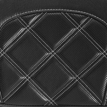 TCT-MOTORPARTS Driver Rider Backrest Pad Fits for Harley Touring 2009-2023 Road King Street Road Electra Glide Ultra White Stitching - color: Driver Backrest White
