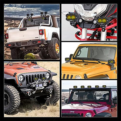 Auxbeam 4In 60W Amber Fog Lights, Amber Led Pods Super Bright Spot Beam Offroad Lights with Plug and Play Wiring Harness Kit for Truck SUV ATV UTV Jeep Wrangler Motorcycle - color: Amber Spot Beam (ZD000706)