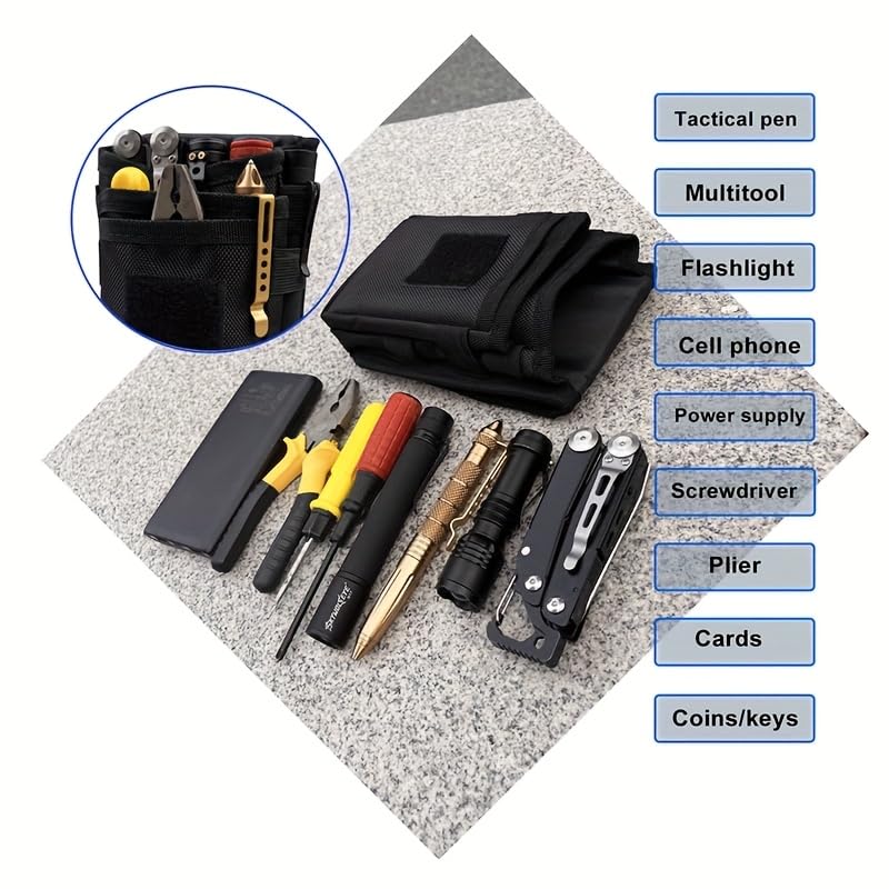 4.3in Small Tool Pouch with Belt Clip,Tool Belt Pouches Electrician Mini Organizer Pocket Attachment Men's Multi-Purpose Tools Kit Straps for Hiking, Camping, and Outdoor Activities, Camping Gear