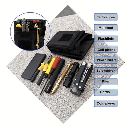 4.3in Small Tool Pouch with Belt Clip,Tool Belt Pouches Electrician Mini Organizer Pocket Attachment Men's Multi-Purpose Tools Kit Straps for Hiking, Camping, and Outdoor Activities, Camping Gear