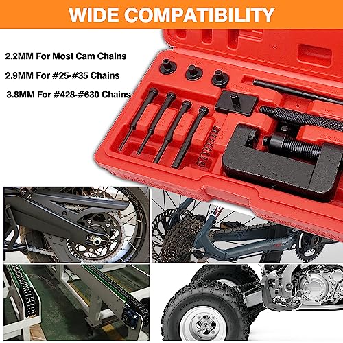 Chain Breaker, 13-Piece Chain Cutter Rivet Tool Set Riveting Breaker Riveter for Motorcycle, Bike, ATV