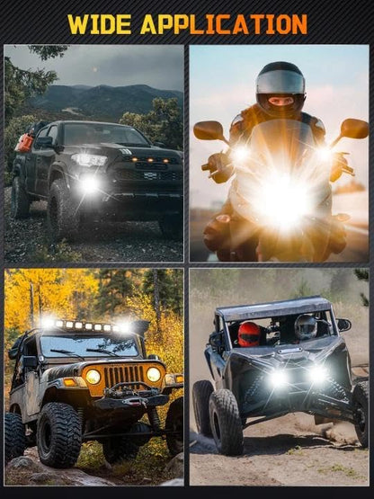 Motorcycle LED Fog Lights U7 Spotlight with High Low Strobe Beam Halo Rings White Central with U7 LED Running DRL Switches Clamps Universal Spotlights Driving Lights 2 Packs (White) - color: White