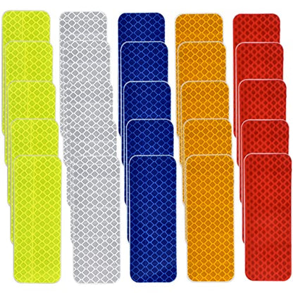 25 Pcs Warning Reflective Stickers Assortment Outdoor Waterproof Reflective Tape Safety Reflective Stickers 1.2x3.25Inch Driveway Reflectors Stickers Night Visibility Adhesive Stickers - size: 25Pcs