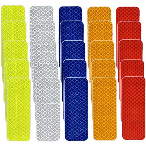 25 Pcs Warning Reflective Stickers Assortment Outdoor Waterproof Reflective Tape Safety Reflective Stickers 1.2x3.25Inch Driveway Reflectors Stickers Night Visibility Adhesive Stickers - size: 25Pcs