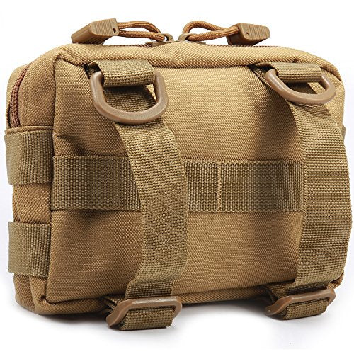 MOLLE Pouches - 2 Pack Tactical Compact Water-Resistant Utility Gadget Gear EDC Pouch - color: Green and Tan