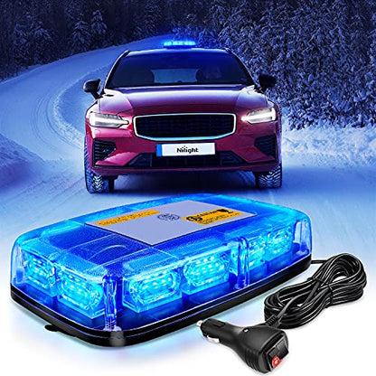 Nilight 12 Inch Roof Top Strobe Lights 48LED Hazard Light Emergency Safety Warning LED Flashing Bar Magnetic Mount 12V 24V Cars Trucks Tractors Snow Plows Construction Vehicles - color: Blue