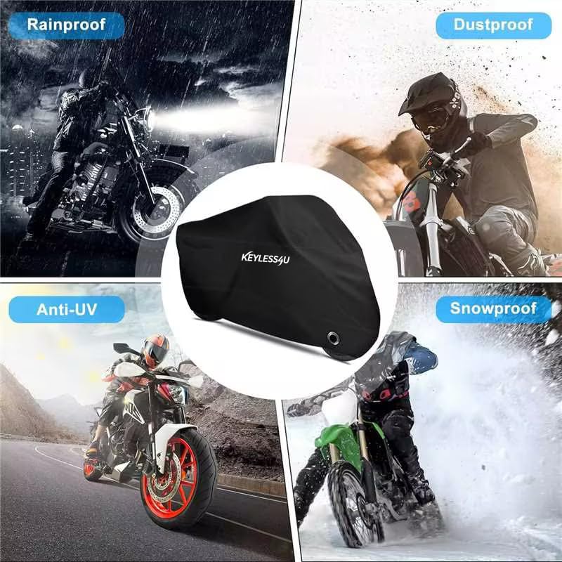 Motorcycle Cover Premium Waterproof Outdoor All Weather Protect from Dust Sunlight Rain. Compatible with Harley Davidson, Honda, Suzuki, Kawasaki, Yamaha and Many More(Black,97inch) - size: 97'' Full Cover