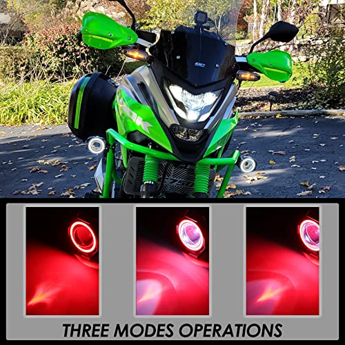 Motorcycle LED Fog Lights U7 Spotlight with High Low Strobe Beam Halo Rings White Central with U7 LED Running DRL Switches Clamps Universal Spotlights Driving Lights 2 Packs - color: Blue