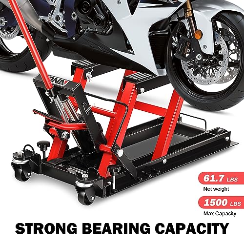 DNA Motoring Steel Hydraulic Motorcycle ATV Scissor Lift Jack Hoist Stand - 1500 lbs Capacity, Low Profile, 4.5-15" Lifting Range,TOOLS-00288 - style: 1500 lbs