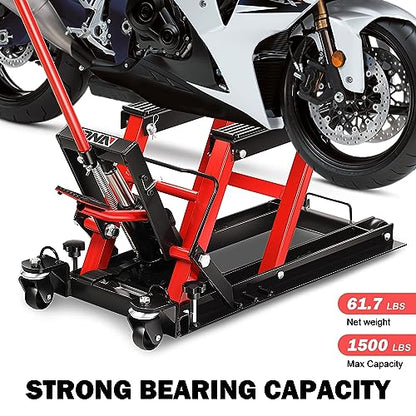 DNA Motoring Steel Hydraulic Motorcycle ATV Scissor Lift Jack Hoist Stand - 1500 lbs Capacity, Low Profile, 4.5-15" Lifting Range,TOOLS-00288 - style: 1500 lbs