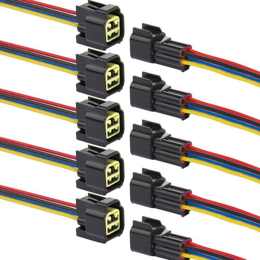 4 Pin Waterproof Connector,Waterproof Electrical Car Auto Wire Connector,16AWG Male Female Quick Disconnect Wire Connectors for Car Truck Motorcycle Marine Boat(5Pack) - size: 4pin way