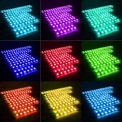 SUNPIE 12Pcs Motorcycle Light Kit Strips Multi-Color Accent Glow Neon Ground Effect Atmosphere Lights Lamp with Wireless Remote Controller for Motorcycles