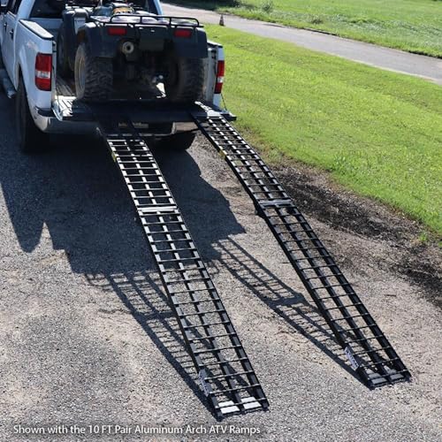 Titan Ramps 7'10" Portable ATV Ramps 1,200 lb. Capacity, Aluminum, Loading for Pickup Trucks Foldable, Lightweight with Serrated Crossbars - size: 7 ft 10'', 2 Pack