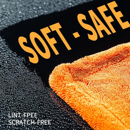 SGCB 24"x36" Car Drying Towel, 1200GSM Microfiber Towel for Cars, Twisted-Loop Drying Towel Car Detailing, Double Sided Super Absorbent, No Water Spots, Label-Free Design Car Towel