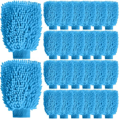 24 Pack Car Wash Mitt Bulk Microfiber, 10'' x 8'' Chenille Car Wash Mitt Gloves, Scratch Free Double Sided No Lint No Marks for Truck SUV and All Vehicle Surfaces (Blue) - color: Blue