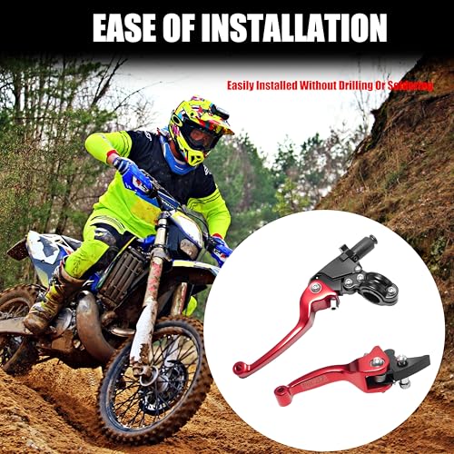 7/8inch 22mm Universal Motorcycle Clutch Brake Lever Folding Levers for 50/110/125/140/150cc Dirt Pit Bike SSR RFZ 125 DBX18/19 Xpro Coolster Thumpstar Baja Apollo (Red) - color: Red