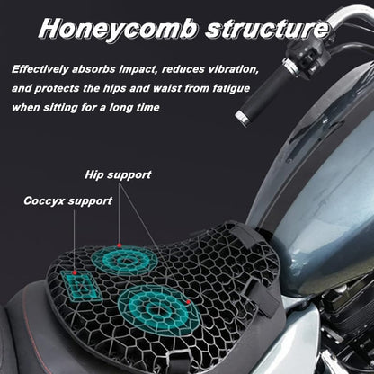 Motorcycle Seat Cushion for Suzuki SV650 SV 650 S 650S, Breathable and Shock Absorption Seat Pad, 3D Honeycomb Gel Structure Comfortable for Motorbike Long Rides