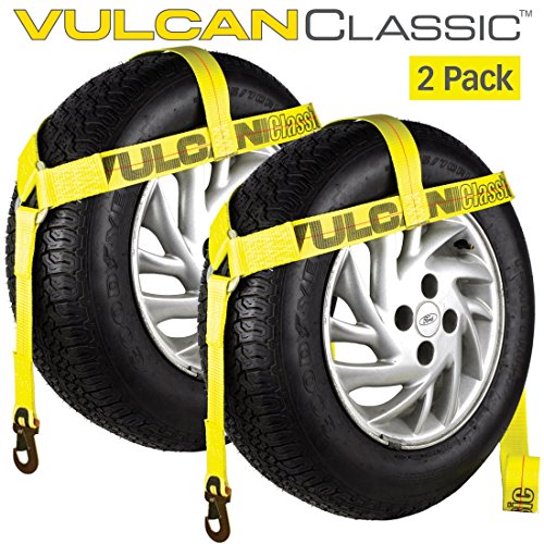 VULCAN Wheel Lift Harnesses with Snap Hooks - Bonnet Style - 2 Pack - Classic Yellow - 1,600 Pound Safe Working Load - size: Classic Yellow