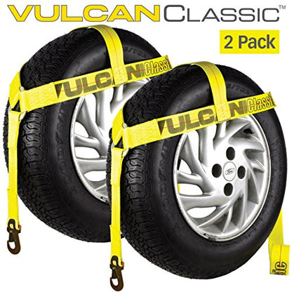 VULCAN Wheel Lift Harnesses with Snap Hooks - Bonnet Style - 2 Pack - Classic Yellow - 1,600 Pound Safe Working Load - size: Classic Yellow
