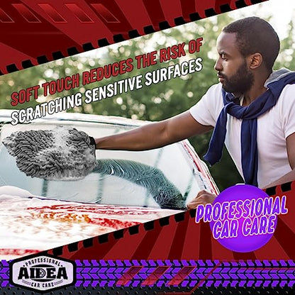 AIDEA Car Wash Mitt Microfiber-2Pack, Scratch-Free& Lint-Free, Premium Chenille Microfiber Wash Mitt-Grey Regular Size (7.12''X10.14'') - color: Grey, size: 2PK-7.12''X10.14''