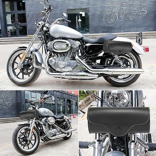 Motoforti Universal Motorcycle Handlebar Tool Bag Cycling Storage Bag Waterproof Faux Leather Black