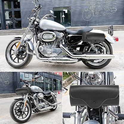 Motoforti Universal Motorcycle Handlebar Tool Bag Cycling Storage Bag Waterproof Faux Leather Black
