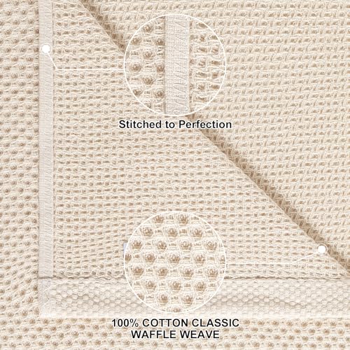 Homaxy 100% Cotton Kitchen Towels and Dishcloths Set, 12 x 12 Inches and 13 x 28 Inches, Set of 12 Bulk Kitchen Towels Set, Ultra Soft Absorbent Dish Cloths for Washing Dishes, Beige - color: Beige, style: 12-Piece Set