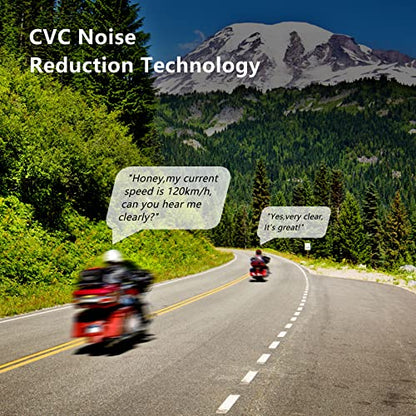 EJEAS V4 Plus Helmet Communication System, Motorcycle Bluetooth V5.1 Headset 1500m Helmet Intercom with Noise Reduction/3D Sound/FM Radio/Hands-Free, Ideal for 2 to 4 Riders Group Talking (2PCS) - size: V4-2
