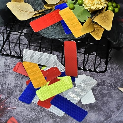 AccEncyc 50 Pcs Warning Reflective Stickers Assortment Outdoor Waterproof Reflective Tape Safety Reflective Stickers 1.2x3.25Inch Driveway Reflectors Stickers Night Visibility Adhesive Sticker - size: 50Pcs